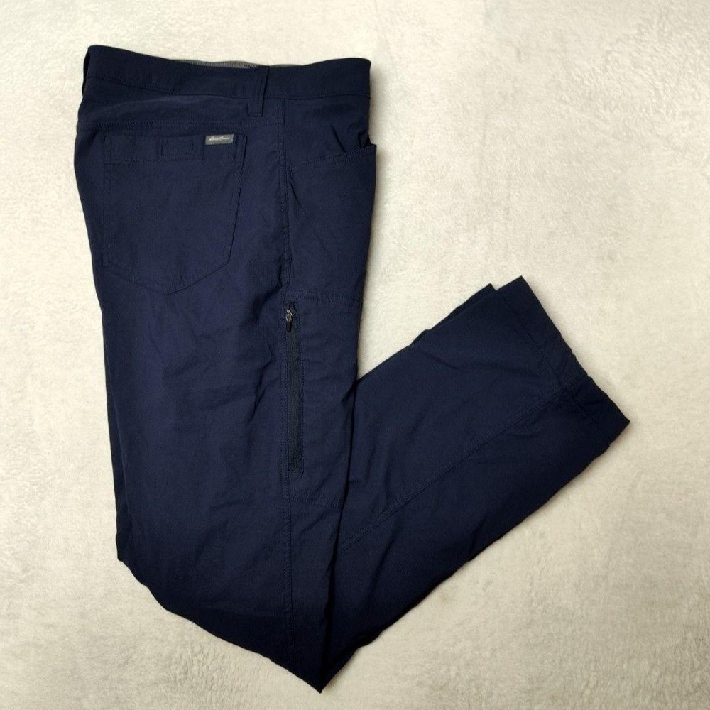 Eddie Bauer Pants Mens 34x32 Blue Cargo Fleece-Lined Stretch Travel Tech
